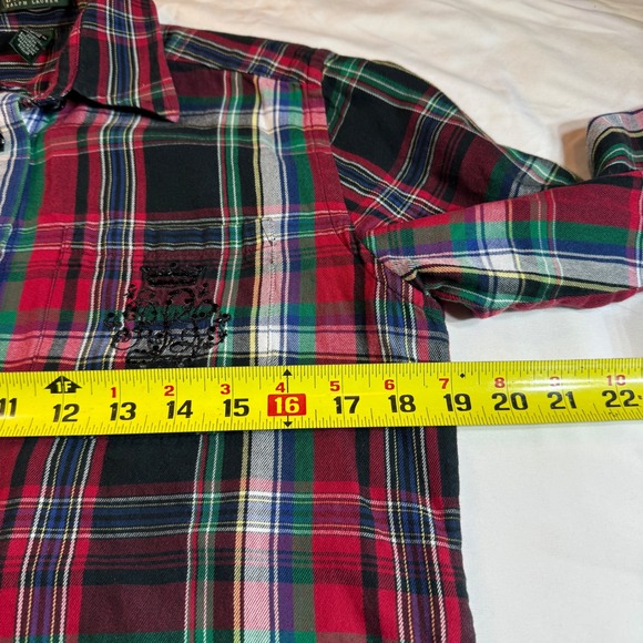 Lauren Ralph Lauren Plaid Shirt Crest Logo Women's Size XS Long Sleeve Button Up - Picture 5 of 7